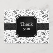 Thank You 100th Number Pattern Black/White Postkarte (Vorderseite)