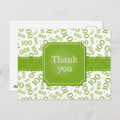 Thank You 100th Number Pattern Green/White Postkarte (Vorne/Hinten)