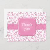 Thank You 100th Number Pattern Pink/White Postkarte (Vorne/Hinten)