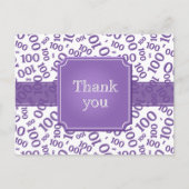 Thank You 100th Number Pattern Purple/White Postkarte (Vorderseite)