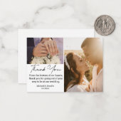 thank you 2 photos collage minimalist wedding mitteilungskarte (Vorderseite/Rückseite Beispiel)