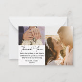 thank you 2 photos collage minimalist wedding mitteilungskarte (Vorderseite)