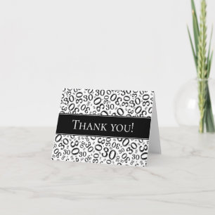 Thank You 30th Random Number Pattern Black/White Dankeskarte
