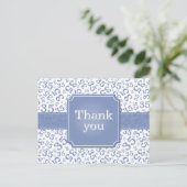 Thank You 35 Number Pattern Blue/White Postkarte (Stehend Vorderseite)
