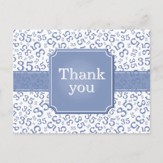 Thank You 35 Number Pattern Blue/White Postkarte (Vorderseite)