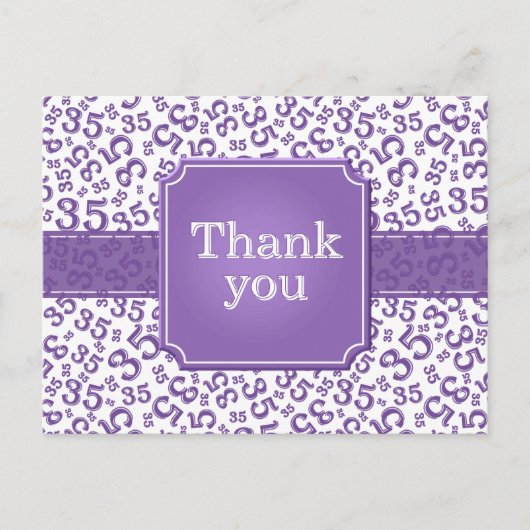 Thank You 35 Number Pattern Purple/White Postkarte (Vorderseite)