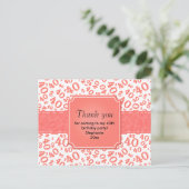 Thank You 40 Number Pattern Coral/White Postkarte (Stehend Vorderseite)