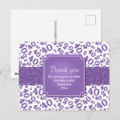 Thank You 40 Number Pattern Purple/White Postkarte (Vorne/Hinten)