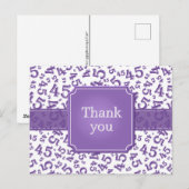 Thank You 45 Number Pattern Purple/White Postkarte (Vorne/Hinten)