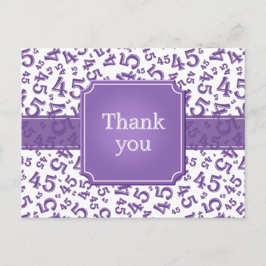Thank You 45 Number Pattern Purple/White Postkarte (Vorderseite)