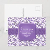 Thank You 50 Random Number Pattern Purple/White Postkarte (Vorne/Hinten)
