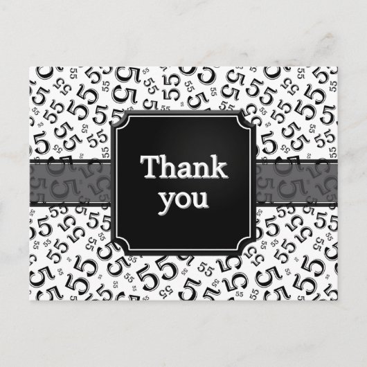 Thank You 55 Number Pattern Black/White Postkarte (Vorderseite)