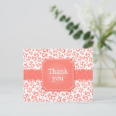 Thank You 55 Number Pattern Coral/White Postkarte (Stehend Vorderseite)