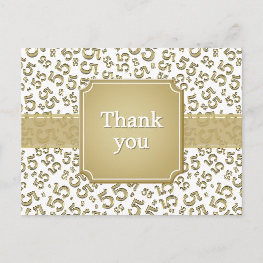 Thank You 55 Number Pattern Gold/White Postkarte (Vorderseite)