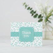 Thank You 55 Number Pattern Teal/White Postkarte (Stehend Vorderseite)