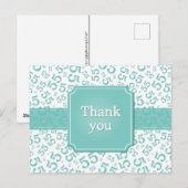 Thank You 55 Number Pattern Teal/White Postkarte (Vorne/Hinten)