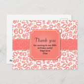 Thank You 60 Random Number Pattern Coral/White Postkarte (Vorne/Hinten)