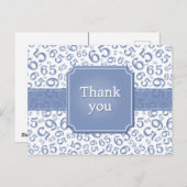 Thank You 65 Number Pattern Blue/White Postkarte (Vorne/Hinten)