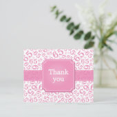 Thank You 65 Number Pattern Pink/White Postkarte (Stehend Vorderseite)