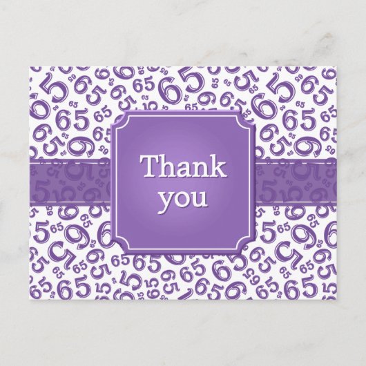 Thank You 65 Number Pattern Purple/White Postkarte (Vorderseite)