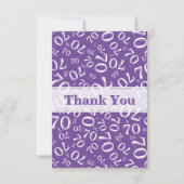 Thank You 70 Birthday Number Pattern Purple/White Dankeskarte (Vorderseite)