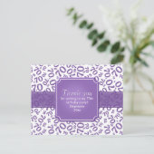 Thank You 70 Birthday Number Pattern Purple/White Postkarte (Stehend Vorderseite)