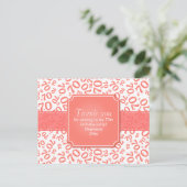 Thank You 70th Birthday Number Pattern Coral/White Postkarte (Stehend Vorderseite)