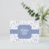 Thank You 75 Number Pattern Blue/White Postcard Postkarte (Stehend Vorderseite)