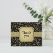 Thank You 75 Number Pattern Gold/Black Postkarte (Stehend Vorderseite)