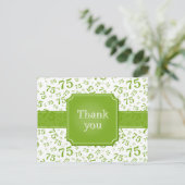 Thank You 75 Number Pattern Green/White Postcard Postkarte (Stehend Vorderseite)