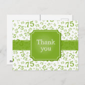Thank You 75 Number Pattern Green/White Postcard Postkarte (Vorne/Hinten)