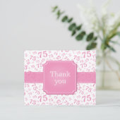 Thank You 75 Number Pattern Pink/White Postcard Postkarte (Stehend Vorderseite)