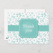 Thank You 75 Number Pattern Teal/White Postkarte (Vorne/Hinten)