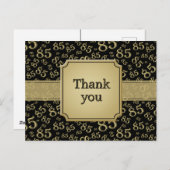Thank You 85 Number Pattern Black/Gold Postkarte (Vorne/Hinten)