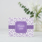 Thank You 85 Number Pattern Purple/White Postkarte (Stehend Vorderseite)