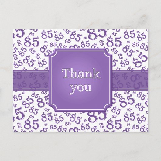Thank You 85 Number Pattern Purple/White Postkarte (Vorderseite)