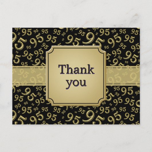 Thank You 95 Number Pattern Gold/Black Postkarte (Vorderseite)