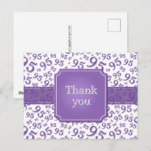 Thank You 95 Number Pattern Purple/White Postkarte (Vorne/Hinten)