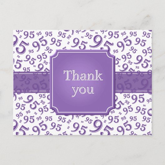 Thank You 95 Number Pattern Purple/White Postkarte (Vorderseite)