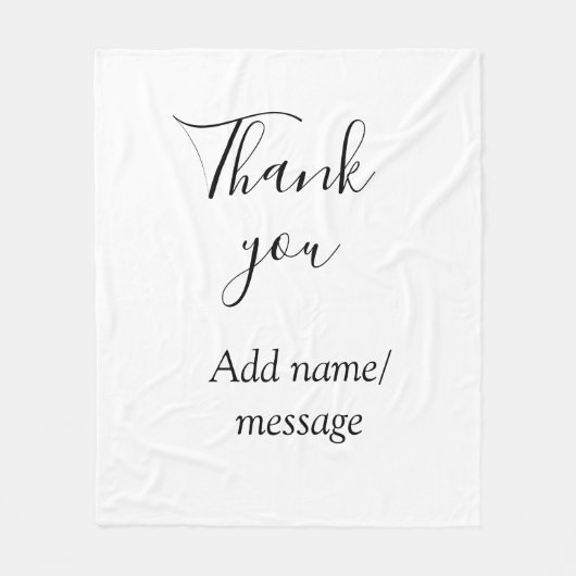 Thank you add name message simple stylish calligra fleecedecke (Vorderseite)