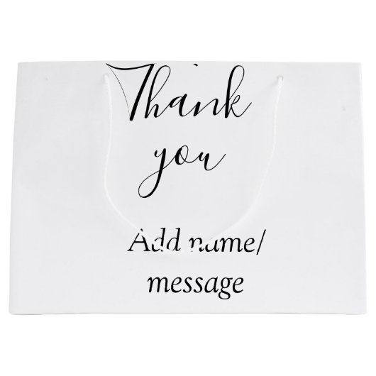 Thank you add name message simple stylish calligra große geschenktüte (Vorderseite)