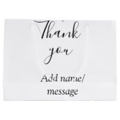 Thank you add name message simple stylish calligra große geschenktüte (Rückseite)