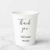 Thank you add name message simple stylish calligra pappbecher (Rückseite)