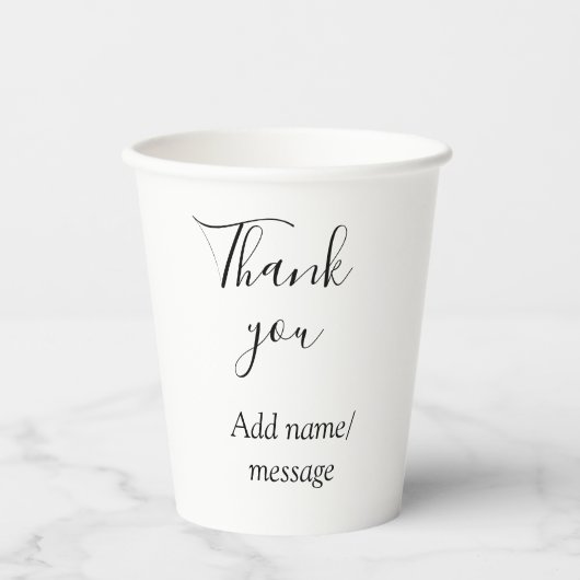 Thank you add name message simple stylish calligra pappbecher (Vorderseite)