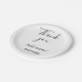 Thank you add name message simple stylish calligra pappteller (Schrägansicht)