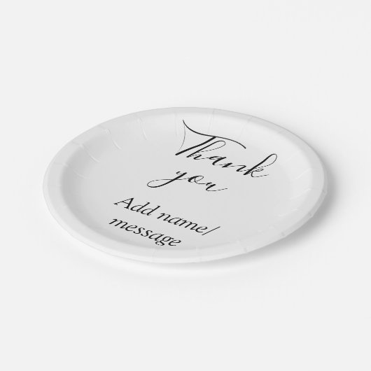 Thank you add name message simple stylish calligra pappteller (Schrägansicht)