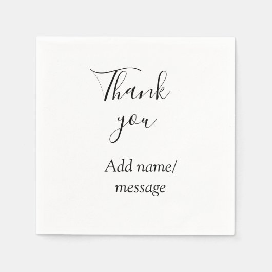 Thank you add name message simple stylish calligra serviette (Vorderseite)
