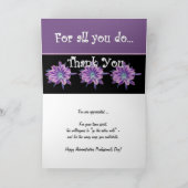 THANK YOU Admin Professionals Day PURPLE FLOWERS Dankeskarte (Innenseite)