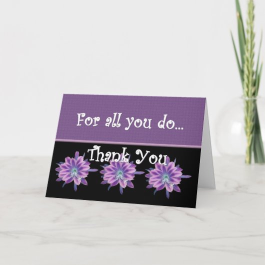 THANK YOU Admin Professionals Day PURPLE FLOWERS Dankeskarte (Vorderseite)