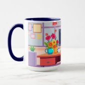 Thank You Admin Vibrant Cartoon Desk Scene Tasse (Links)